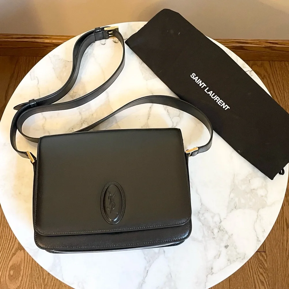 YSL SAINT LAURENT black leather crossbody purse NWT - Picture 4 of 14